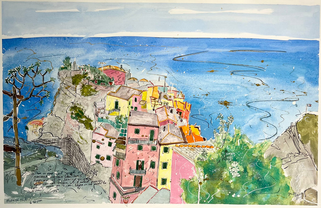 'Italy - Cinque Terre - Manarola from hill out to sea' by Ralph Baker