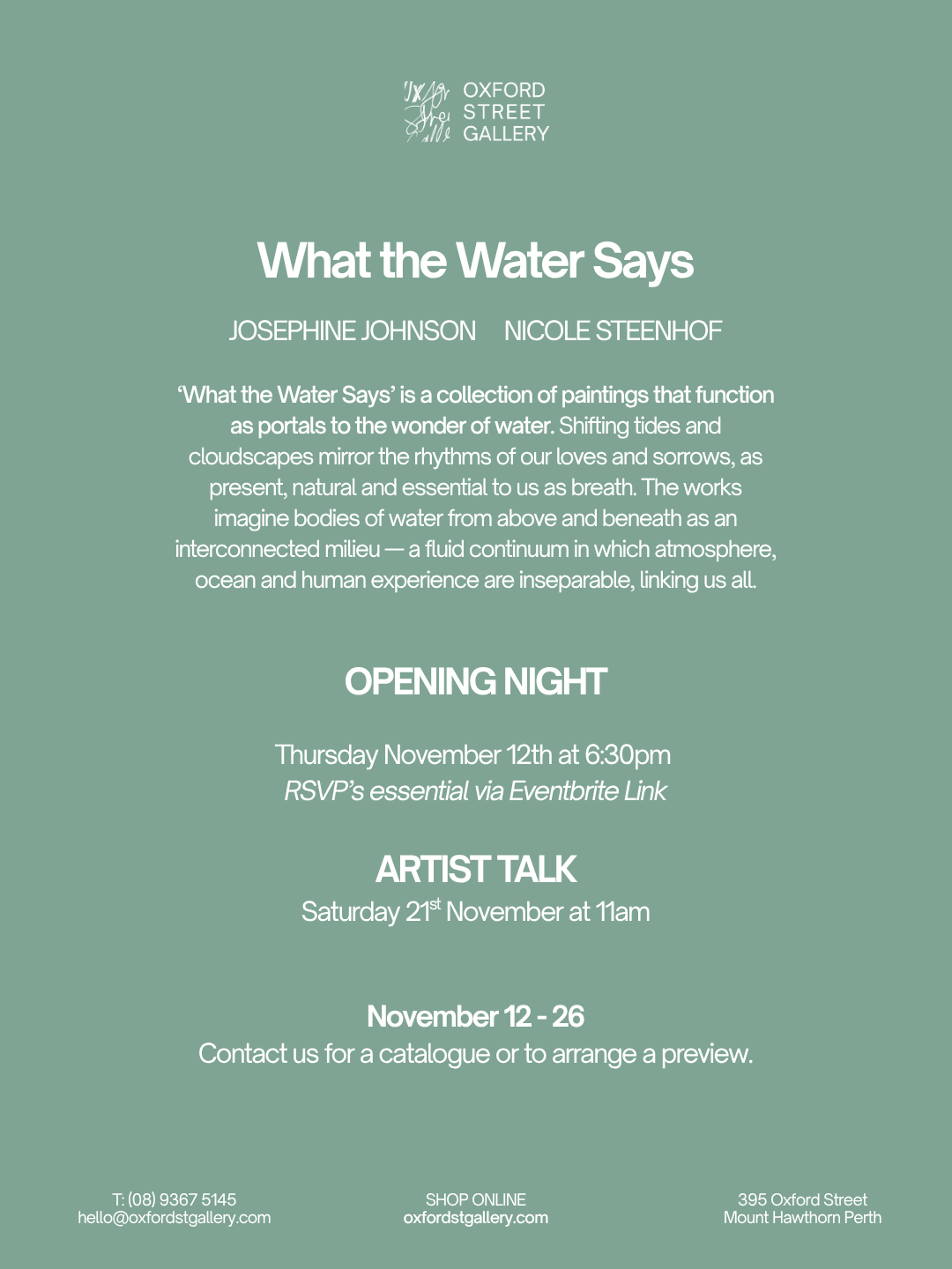 WHAT THE WATER SAYS | Nov 12