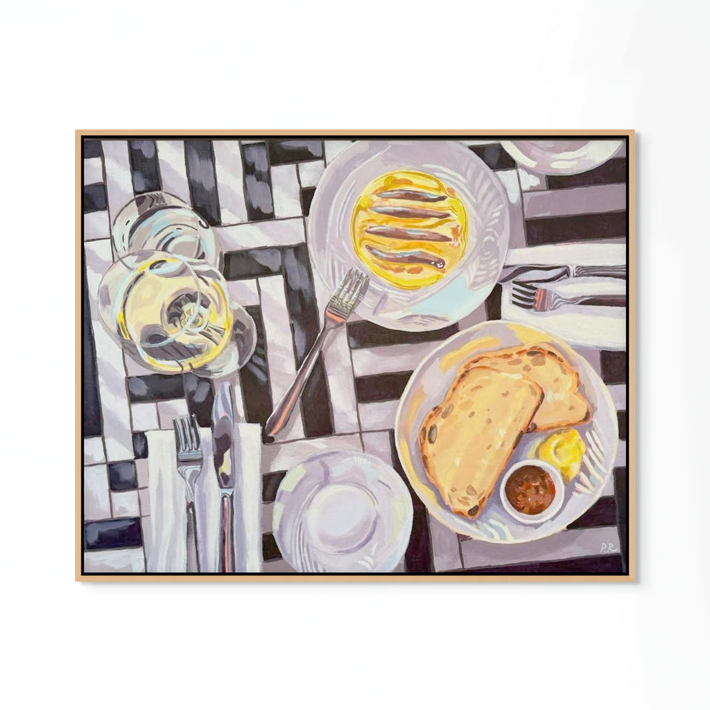 'Lunch under striped umbrellas’ by Pia Reynolds